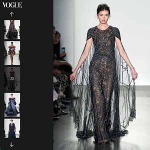 $9900 NWT Pamella Roland Beaded Cape Runway Red Carpet Gown